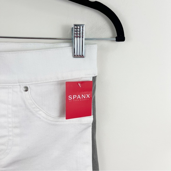 Spanx White Raw Hem Pull on Skinny Jeans with Side Stripe Size XS (0) NWT - Picture 6 of 14